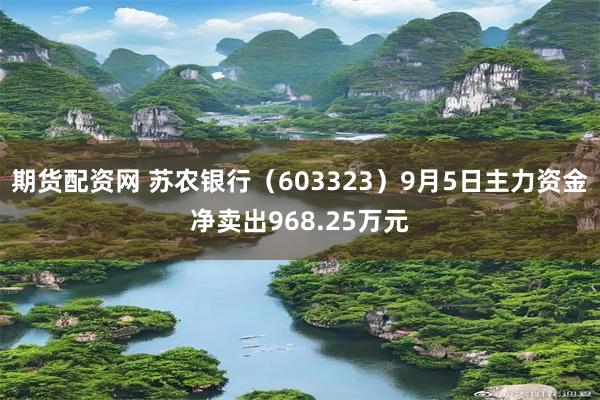 期货配资网 苏农银行（603323）9月5日主力资金净卖出968.25万元